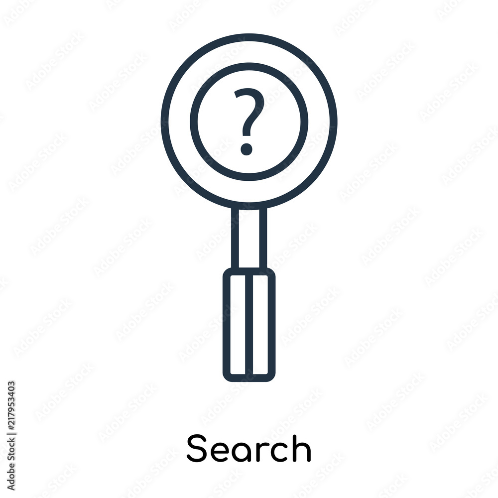 Sticker Search icon vector isolated on white background, Search sign , thin symbols or lined elements in outline style