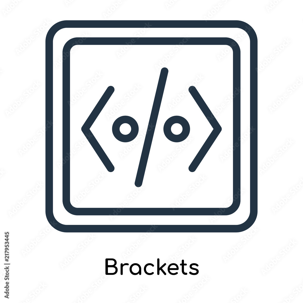 Poster brackets icon vector isolated on white background, brackets sign , line symbols or linear logo desig