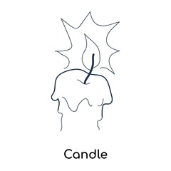 Candle icon vector isolated on white background, Candle sign , illustration with thin symbols or lined elements in outline style