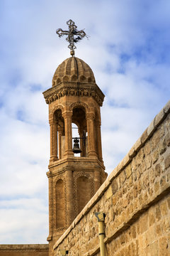 A bell tower in Mardin,Midyat. Midyat is a old town in Turkey. A town of muslims and syriac people who living together.