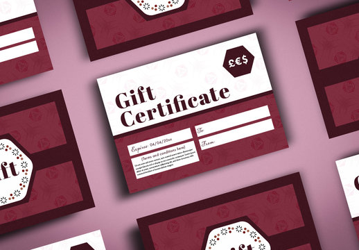 Gift Certificate Layout with Maroon Elements