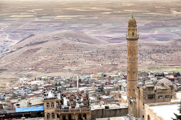 Beautiful Mardin old city landscape from Minaret of the Great Mosque. It known also as Ulu Cami....