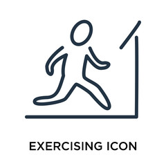 Exercising icon vector isolated on white background, Exercising sign , thin elements or linear logo design in outline style