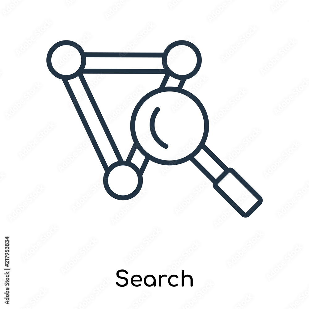 Poster Search icon vector isolated on white background, Search sign , thin symbols or lined elements in outline style