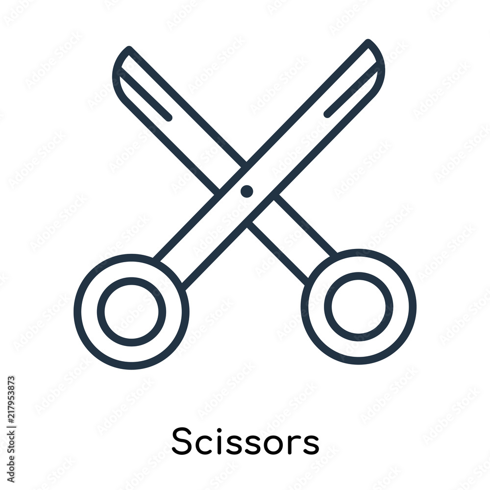 Poster scissors icon vector isolated on white background, scissors sign , thin symbols or lined elements in