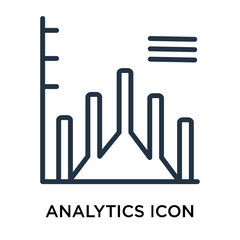 Analytics icon vector isolated on white background, Analytics sign , thin data symbols or linear machine learning design in outline style