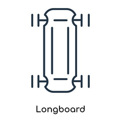 Longboard icon vector isolated on white background, Longboard sign , thin symbols or lined elements in outline style