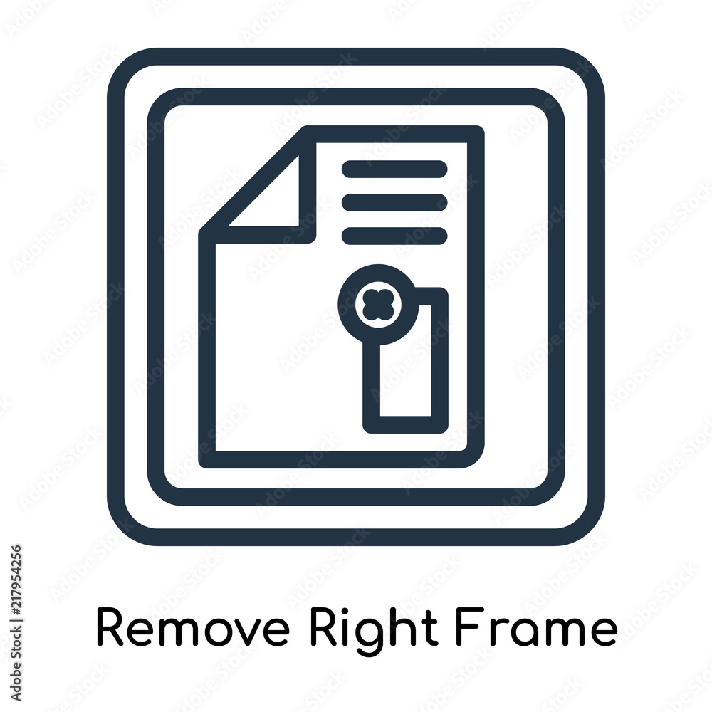 Poster remove right frame icon vector isolated on white background, remove right frame sign , line symbols 