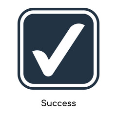 Success icon vector isolated on white background, Success sign , filled dark symbol