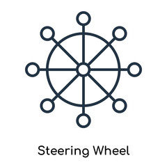 Steering Wheel icon vector isolated on white background, Steering Wheel sign , thin symbols or lined elements in outline style