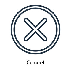 Fototapeta premium Cancel icon vector isolated on white background, Cancel sign , line symbols or linear logo design in outline style