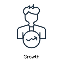 Obraz premium Growth icon vector isolated on white background, Growth sign , thin symbols or lined elements in outline style