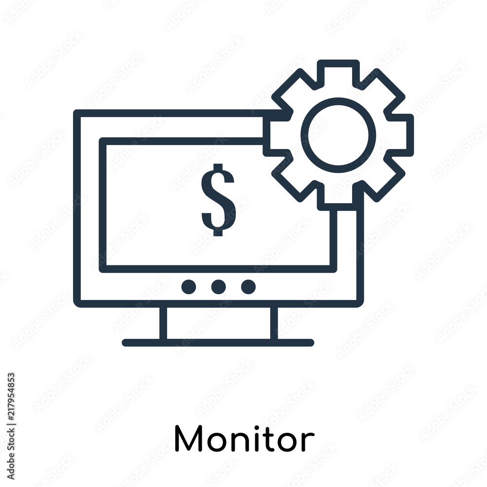 Wall mural Monitor icon vector isolated on white background, Monitor sign , thin symbols or lined elements in outline style - Wall murals