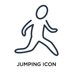 Jumping icon vector isolated on white background, Jumping sign , thin elements or linear logo design in outline style
