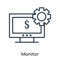 Monitor icon vector isolated on white background, Monitor sign , thin symbols or lined elements in outline style