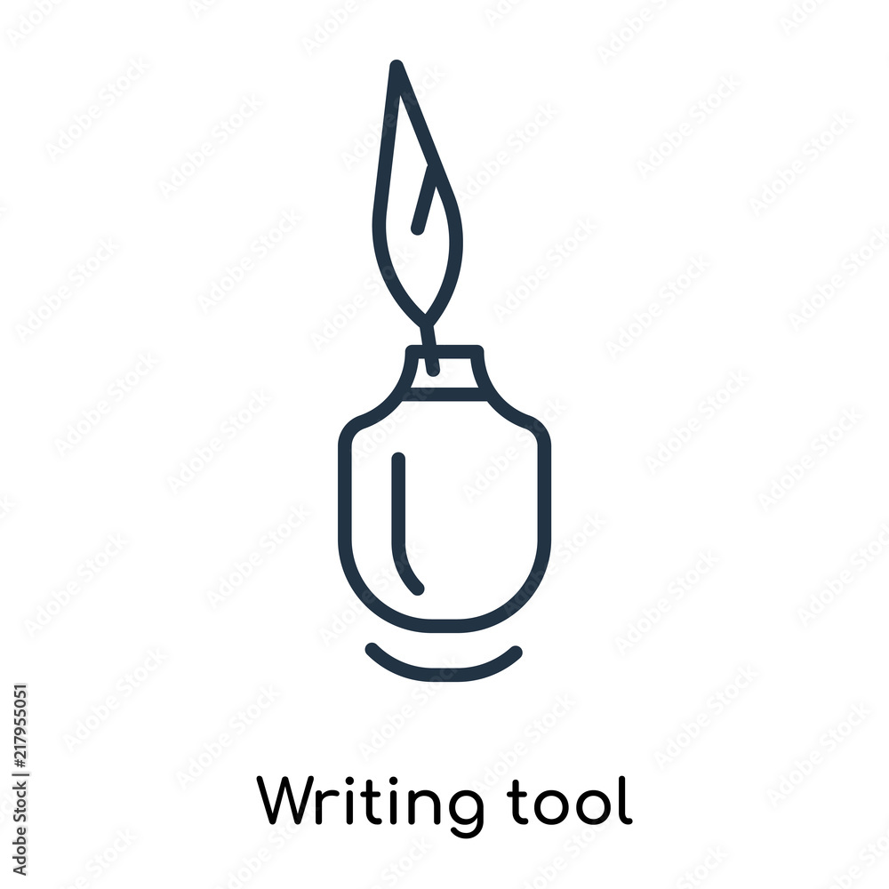 Poster writing tool icon vector isolated on white background, writing tool sign , thin symbols or lined ele