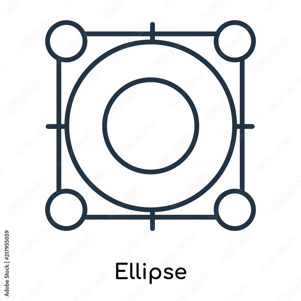 Poster ellipse icon vector isolated on white background, ellipse sign , thin symbols or lined elements in o