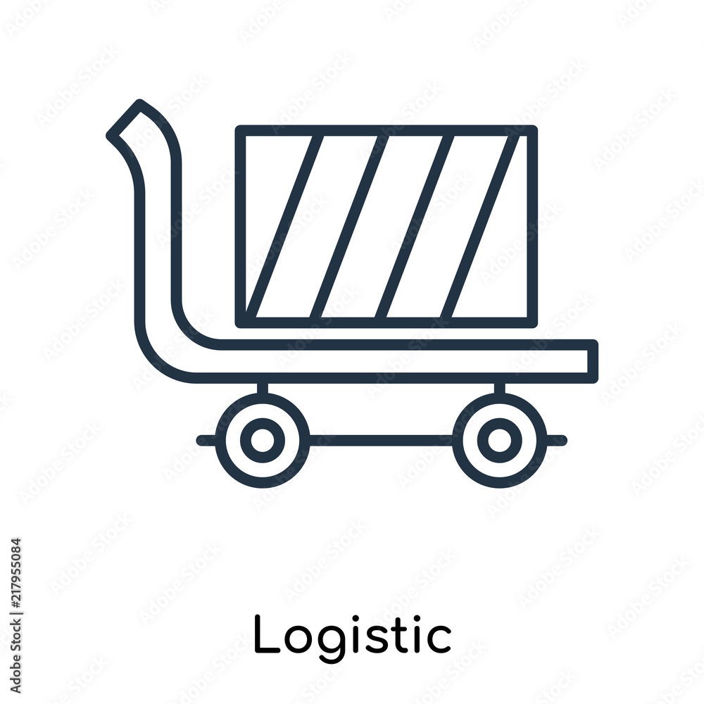Poster logistic icon vector isolated on white background, logistic sign , thin symbols or lined elements in
