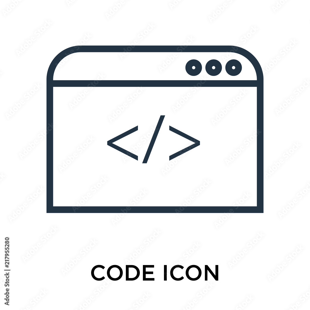 Poster code icon vector isolated on white background, code sign , thin symbol or stroke element design in o