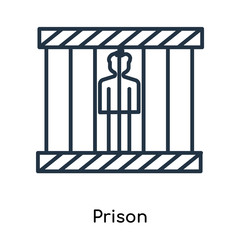 Prison icon vector isolated on white background, Prison sign , thin symbols or lined elements in outline style
