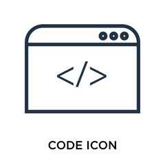 Code icon vector isolated on white background, Code sign , thin symbol or stroke element design in outline style