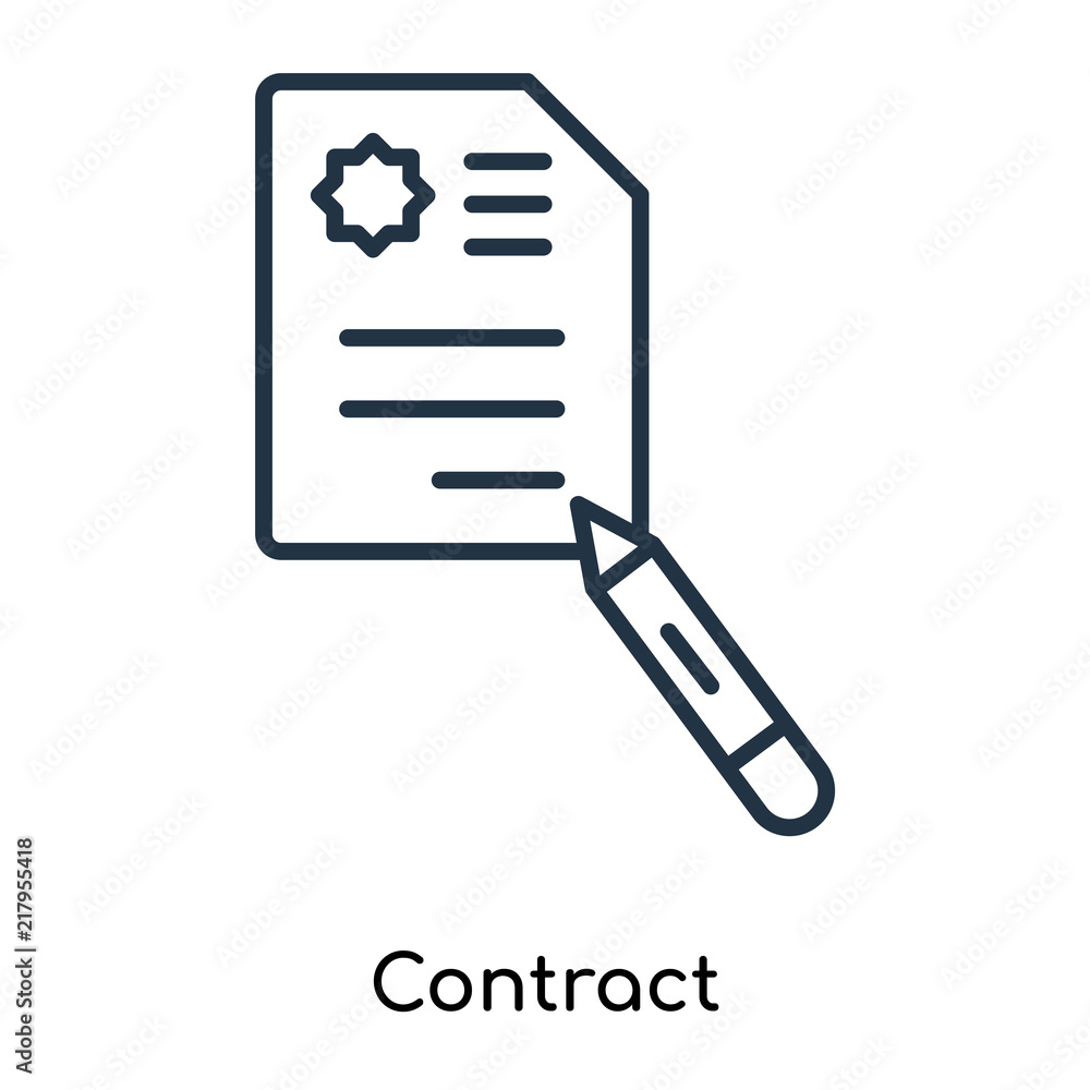 Poster contract icon vector isolated on white background, contract sign , thin symbols or lined elements in
