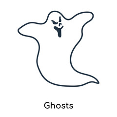Ghosts icon vector isolated on white background, Ghosts sign , illustration with thin symbols or lined elements in outline style