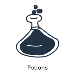 Potions icon vector isolated on white background, Potions sign , illustration with thin symbols or lined elements in outline style