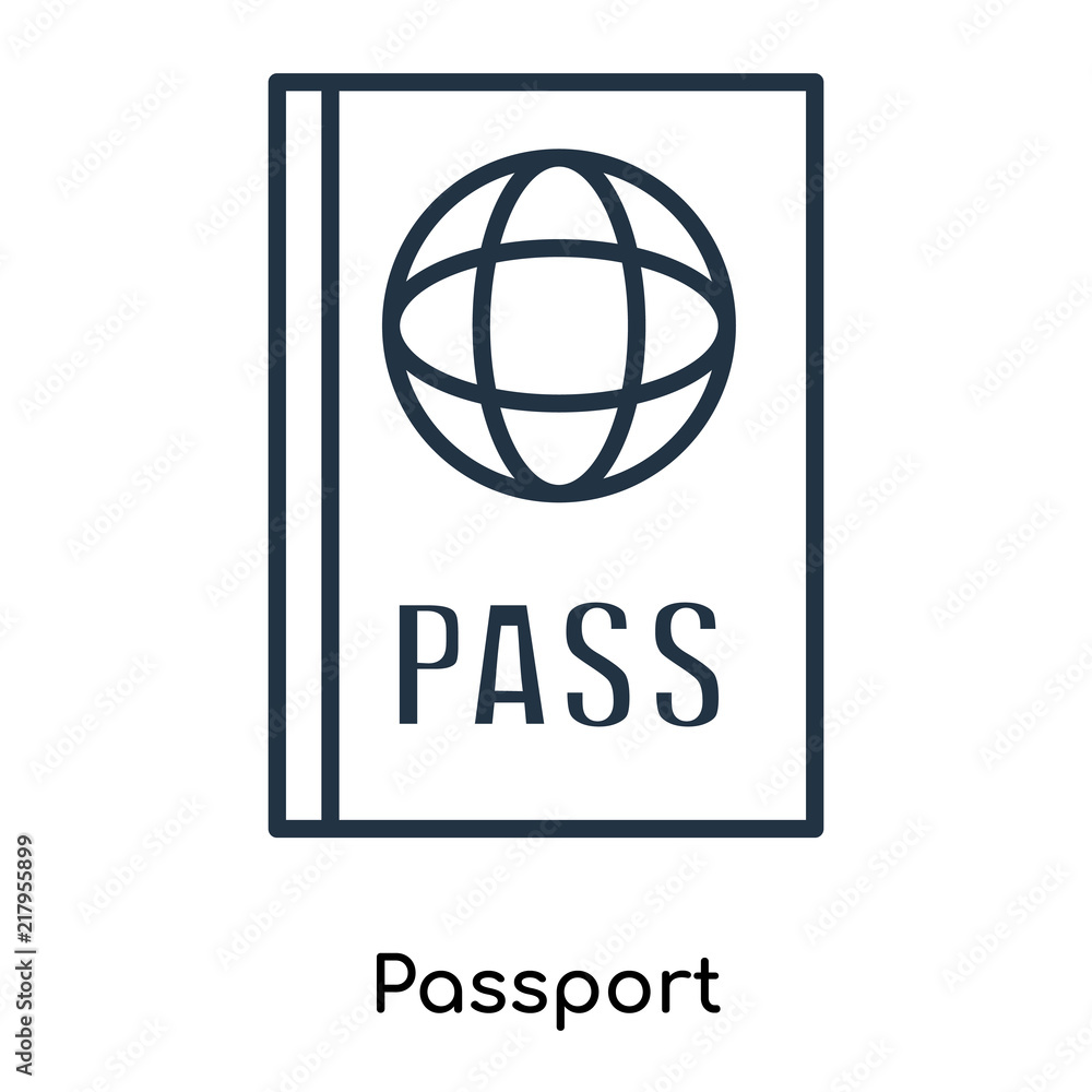 Poster passport icon vector isolated on white background, passport sign , thin symbols or lined elements in