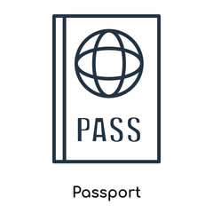 Passport icon vector isolated on white background, Passport sign , thin symbols or lined elements in outline style