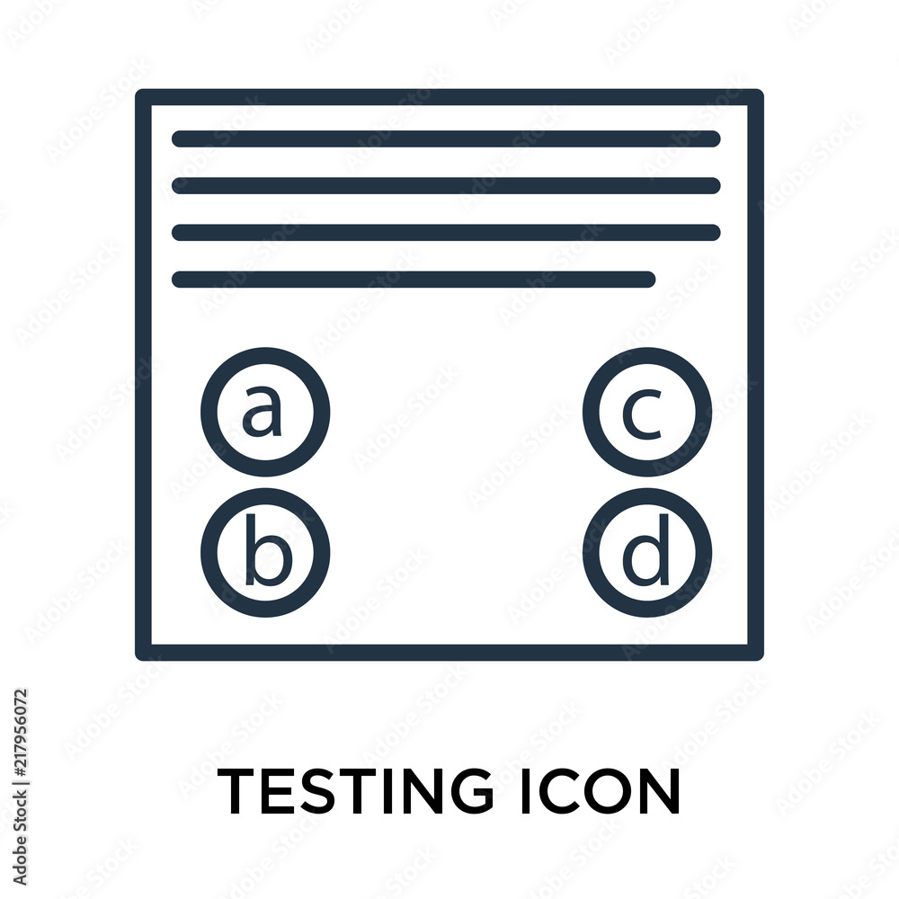 Poster testing icon vector isolated on white background, testing sign , thin symbol or stroke element desig