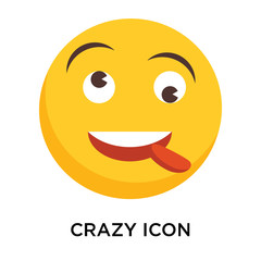 Crazy icon vector isolated on white background, Crazy sign