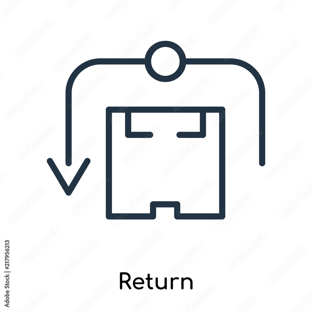 Poster return icon vector isolated on white background, return sign , thin symbols or lined elements in out