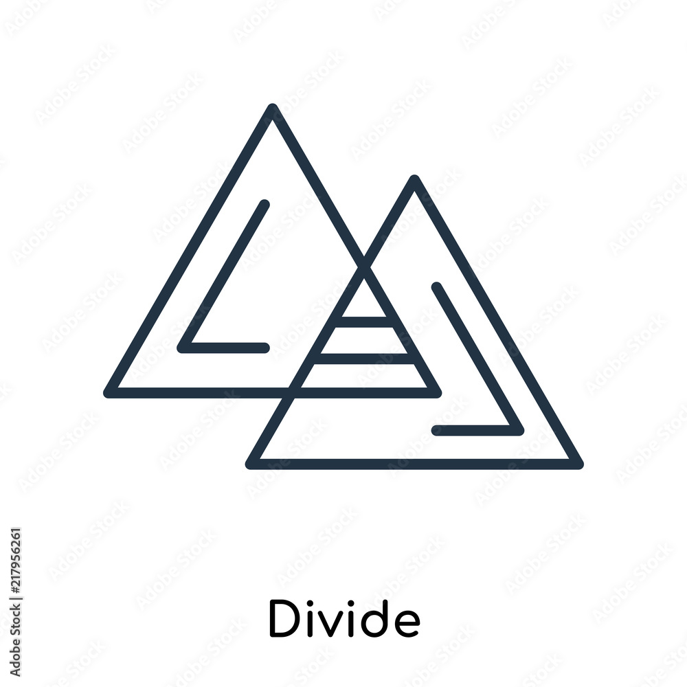 Poster divide icon vector isolated on white background, divide sign , thin symbols or lined elements in out