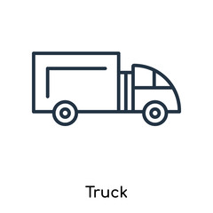 Truck icon vector isolated on white background, Truck sign , thin symbols or lined elements in outline style