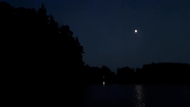 The water is shining in the moonlight