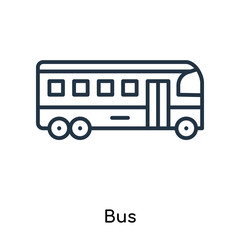 Bus icon vector isolated on white background, Bus sign , thin symbols or lined elements in outline style
