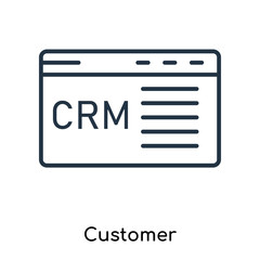 Customer relationship management icon vector isolated on white background, Customer relationship management sign , thin symbols or lined elements in outline style