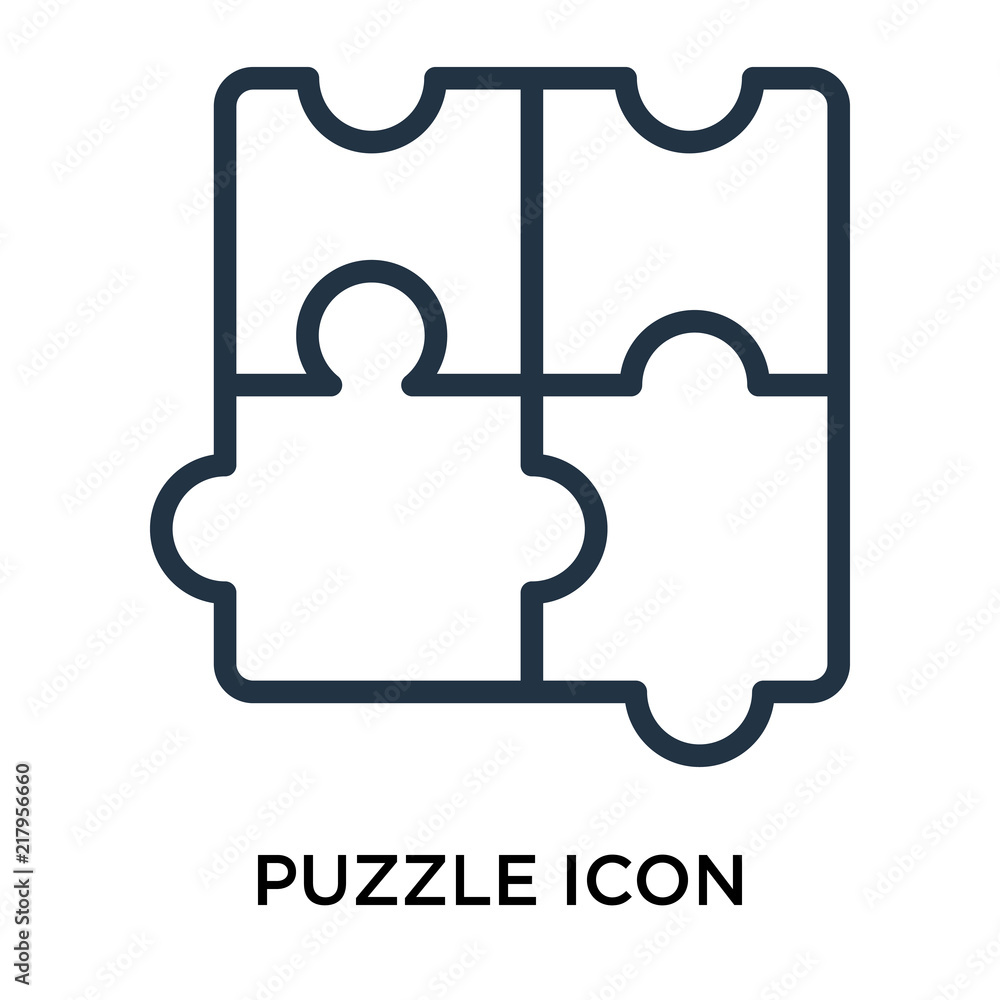 Poster puzzle icon vector isolated on white background, puzzle sign , thin symbol or stroke element design 