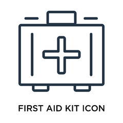 First aid kit icon vector isolated on white background, First aid kit sign , thin elements or linear logo design in outline style