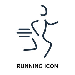 Running icon vector isolated on white background, Running sign , thin elements or linear logo design in outline style