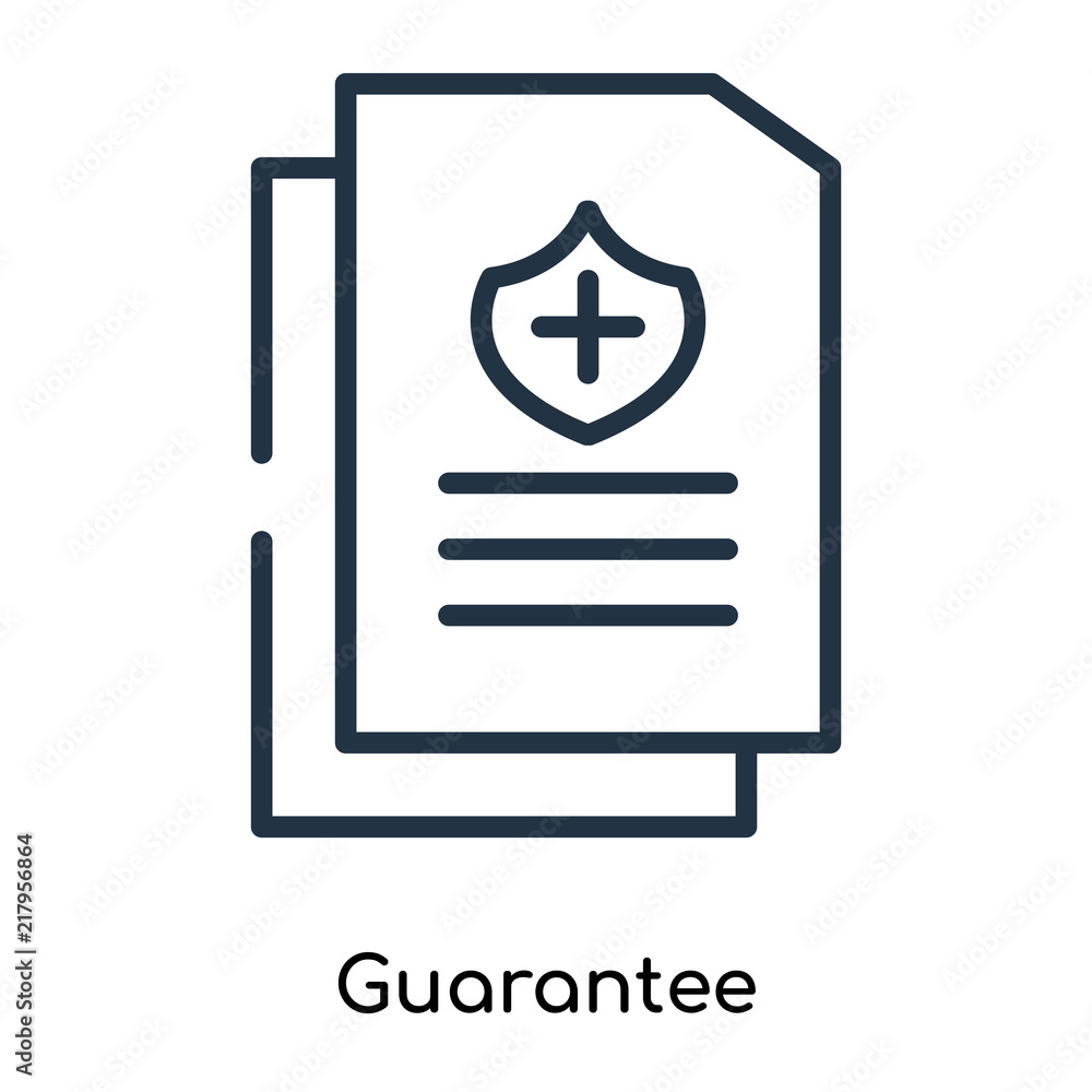 Poster guarantee icon vector isolated on white background, guarantee sign , thin symbols or lined elements 