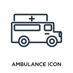 Ambulance icon vector isolated on white background, Ambulance sign , thin elements or linear logo design in outline style