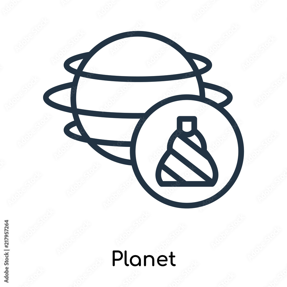 Poster planet icon vector isolated on white background, planet sign , thin symbols or lined elements in out