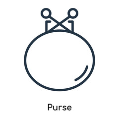 Purse icon vector isolated on white background, Purse sign , thin symbols or lined elements in outline style