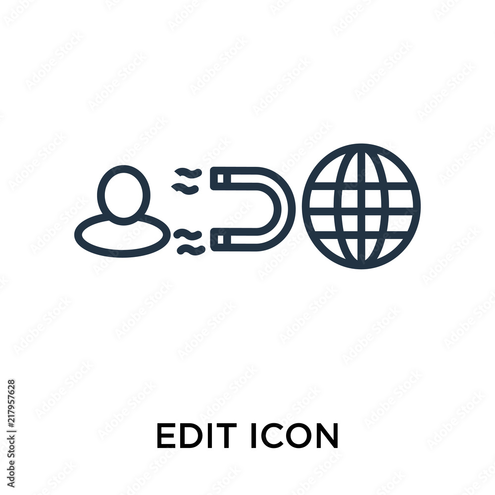 Poster edit icon vector isolated on white background, edit sign , thin symbol or stroke element design in o