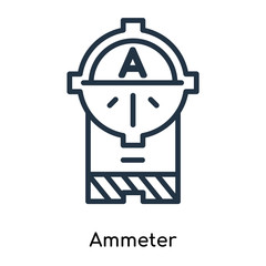 Ammeter icon vector isolated on white background, Ammeter sign , thin symbols or lined elements in outline style