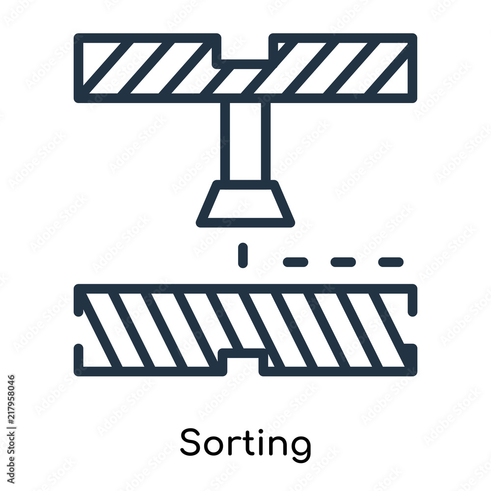 Poster sorting icon vector isolated on white background, sorting sign , thin symbols or lined elements in o