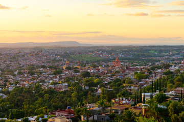 Fototapeta na wymiar San Miguel de Allende view of the town at sunset or twilight