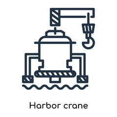 Harbor crane icon vector isolated on white background, Harbor crane sign , thin symbols or lined elements in outline style